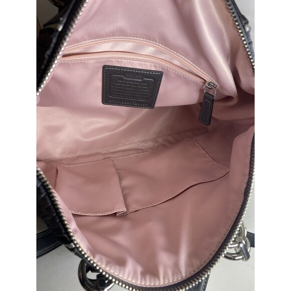 Coach Leather Satchel Purse Bag F20084 Ashley Madison Pleated Gray Pink Lining - Picture 11 of 16